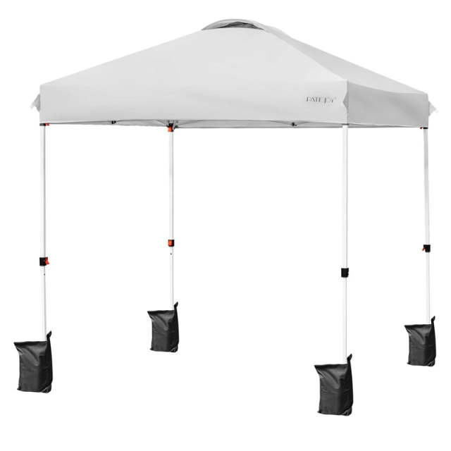 6.6x6.6FT Outdoor Pop-up Canopy Tent with Height Adjustable, Roller Bag & Weight Bags, Commercial Instant Canopy Sun Shelter for Camping, Party