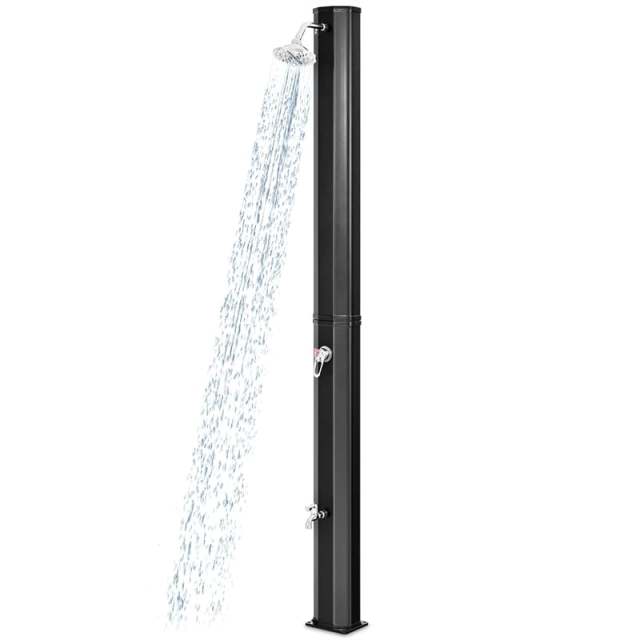 9.3 Gallon Outdoor Solar Heated Shower with 360° Swivel Head & Foot Shower, 7.2FT Freestanding Solar Shower for Garden, Backyard, Poolside & Spa