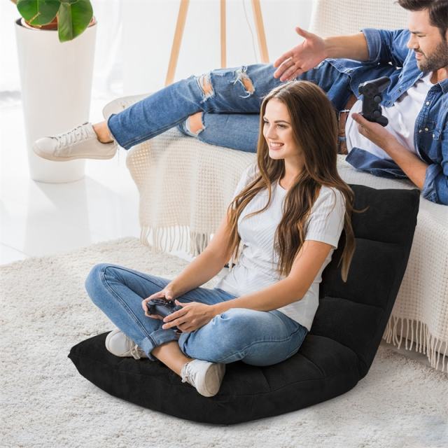 14-Position Adjustable Floor Chair, Folding Sofa Chair with Back Support, Floor Gaming Recliner for Living Room, Meditation, Reading -h1