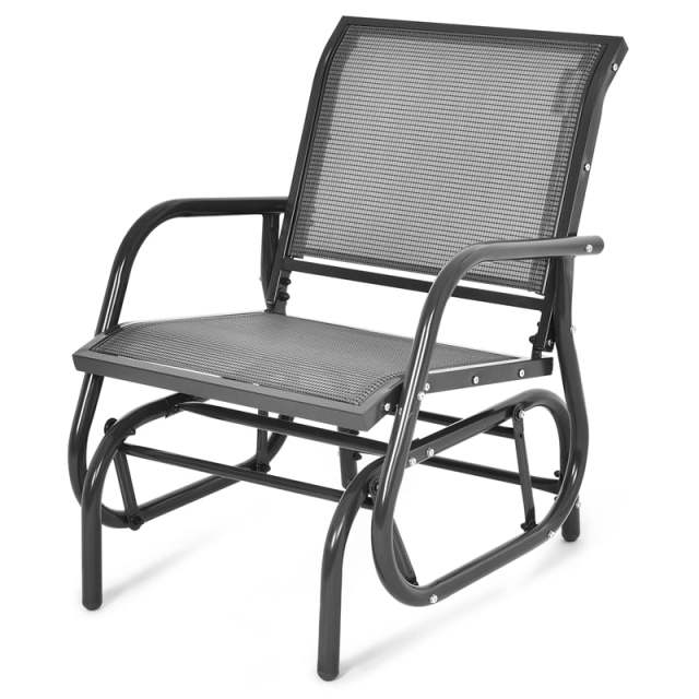 Outdoor Swing Glider Chair, Patio Glider Rocking Chair with Heavy-Duty Metal Frame & Breathable Fabric for Garden, Porch, Backyard