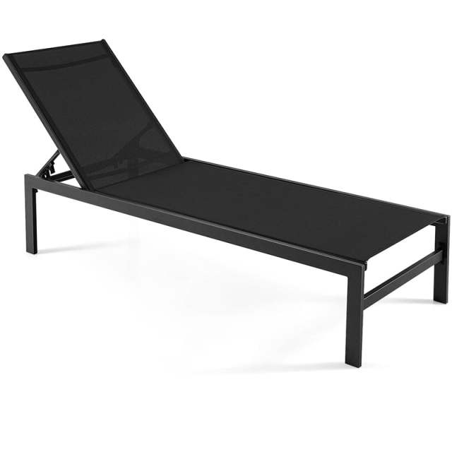 Aluminium Outdoor Chaise Lounge with 6-Position Adjustable Backrest, Patio Lounge Chair Sun Lounger for Poolside, Backyard, Deck