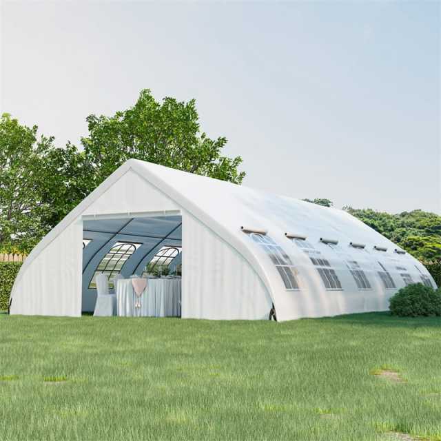 20'x40' Peach Shaped Party Tent, Heavy-Duty Wedding Canopy with Zipper Doors, Sidewalls, 12 Windows & Galvanized Frame for Outdoor Events, Backyard