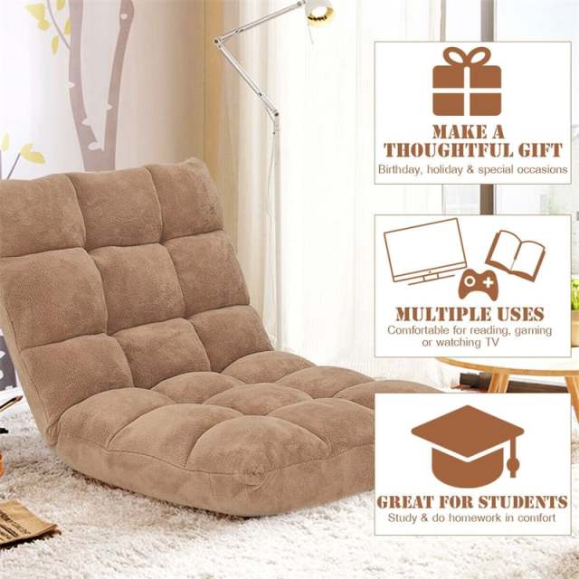 14-Position Adjustable Floor Chair, Folding Sofa Chair with Back Support, Floor Gaming Recliner for Living Room, Meditation, Reading -h1