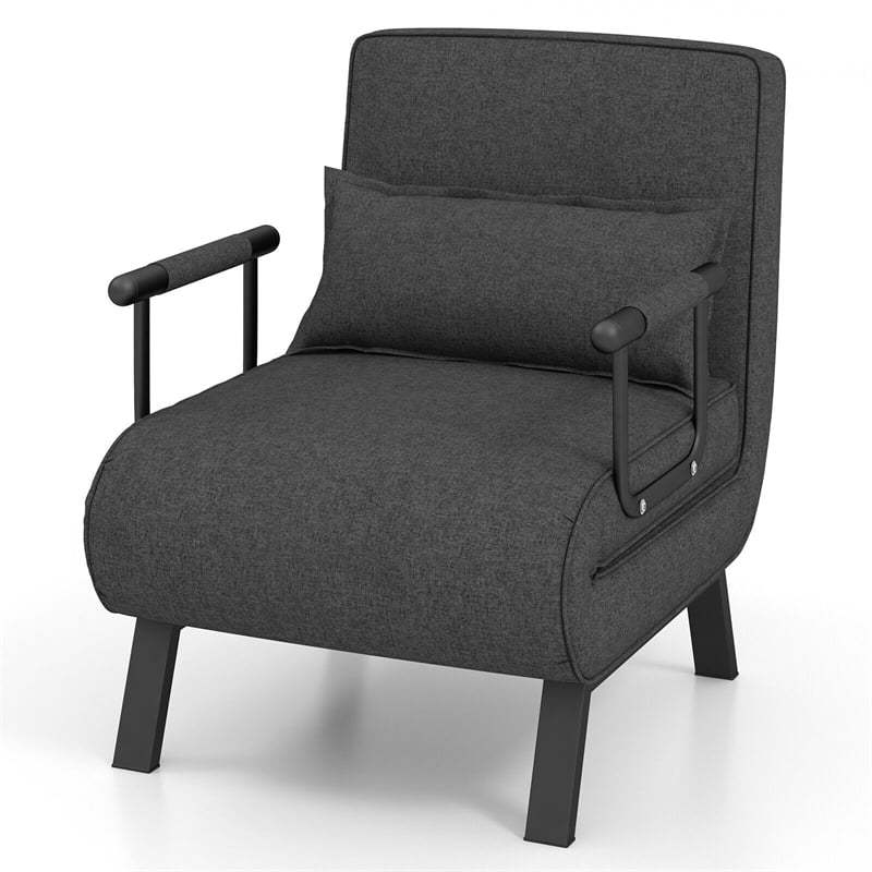 Convertible Sleeper Chair, 4-in-1 Folding Sofa Bed 6-Position Adjustable Backrest w/ Pillow, Reclining Chaise Sleeper Sofa for Living Room