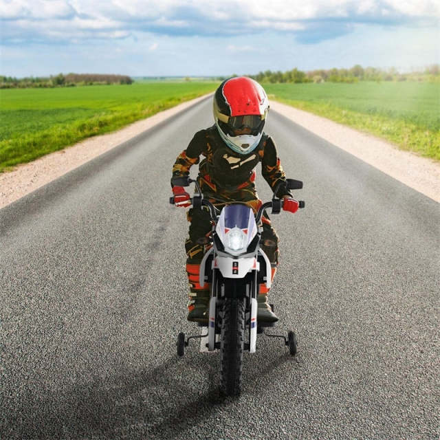 12V Kids Ride On Motorcycle, Licensed Aprilia Electric Dirt Bike with Training Wheels & Headlights, Battery Powered Ride On Car for Ages 3+