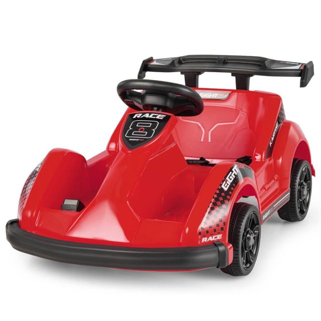 6V Kids Racer Go Kart, Electric Go Kart with Remote Control, 4 Wheels, Safety Belt, Music & USB Port, Battery Powered Ride-On Toy for Ages 3-8