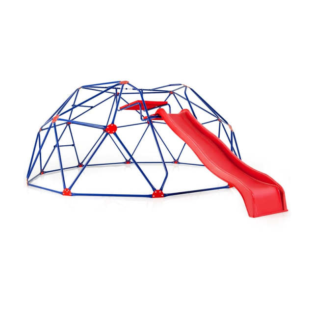 13.3FT Climbing Dome with Extended Wavy Slide, Kids Outdoor Jungle Gym Monkey Bar Geometric Dome Climber Climbing Toys for Toddlers