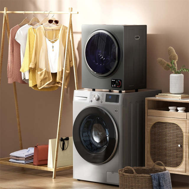 Portable Clothes Dryer, Compact 110V Electric Dryer with 4 Automatic Drying Mode & Stainless Steel Tub, Small Laundry Dryer for Apartment Dorm
