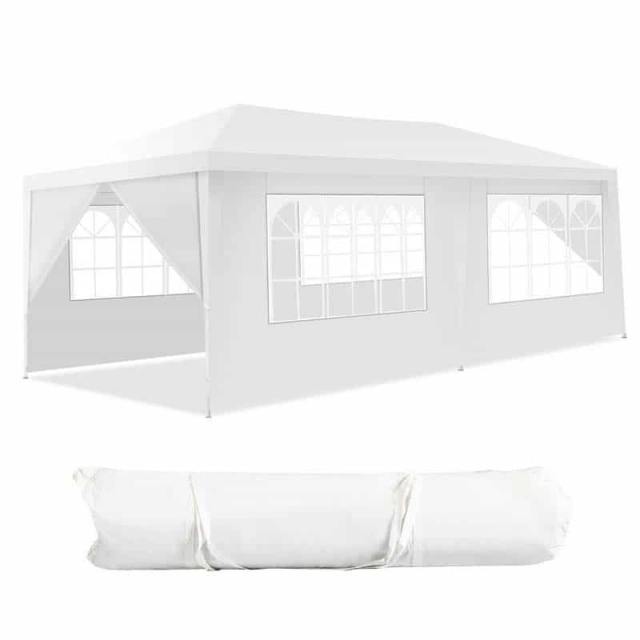 10' x 20' Heavy Duty Canopy Tent, Waterproof White Party Tent with 6 Removable Sidewalls & Roller Bag for Wedding, Outdoor Events, Market