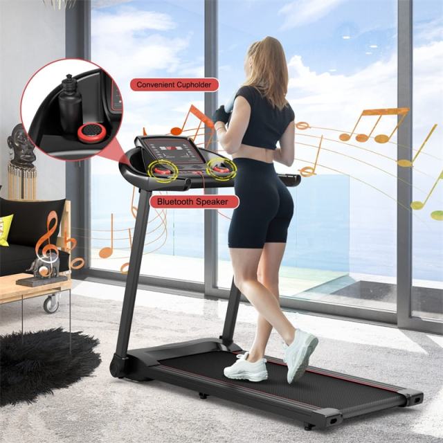 Foldable Treadmill, 2.25HP Portable Superfit Walking Treadmill with LED Display, 12 Preset Programs, APP Control & Pulse Sensor for Home Gym