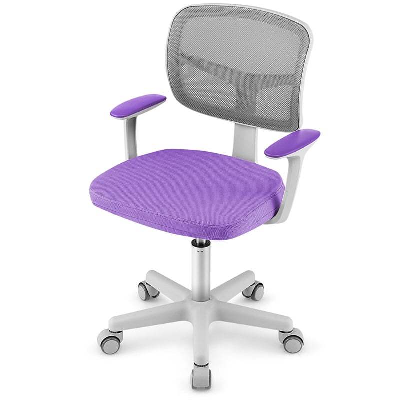 Kids Desk Chair, Adjustable Children Study Computer Chair with Wheels, Arms & Lumbar Support, Swivel Mesh Office Chair for Boys Girls Aged 4-13