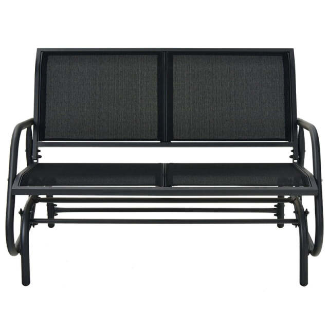 48" 2 Person Outdoor Swing Glider Bench, Patio Double Rocking Loveseat Chair with Breathable Fabric & Steel Frame for Porch, Garden, Backyard