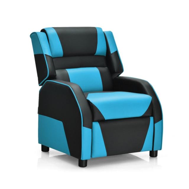 Kids Recliner Chair, Adjustable Gaming Recliner with Footrest, Headrest & Lumbar Support, Ergonomic PU Leather Lounge Sofa for Boys & Girls