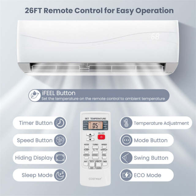 12000 BTU Ductless Mini Split Air Conditioner & Heater, 20 SEER2 115V Wall-Mounted Inverter AC Unit with Heat Pump & Installation Kit Cools 750 Sq. Ft