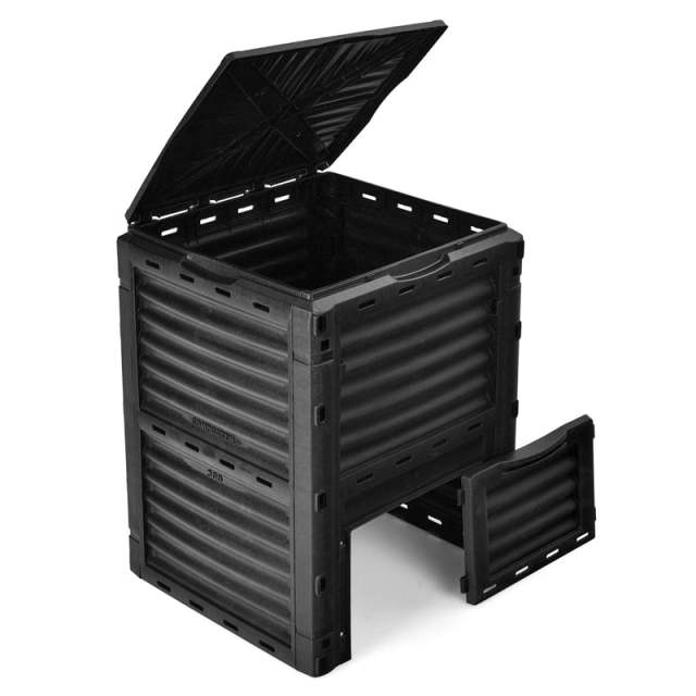 80 Gallon Outdoor Compost Bin, Garden Composter Barrel with Flip Lid & Bottom Exit Door, Composting Box for Kitchen Waste, Grass, Food, Trash
