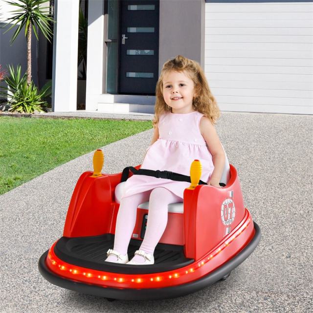 Kids Bumper Car, 12V Battery-Powered Electric Ride-On Bumper Car with 360° Spin, Dual Joysticks, Remote Control & Flashing Lights for Ages 2-5