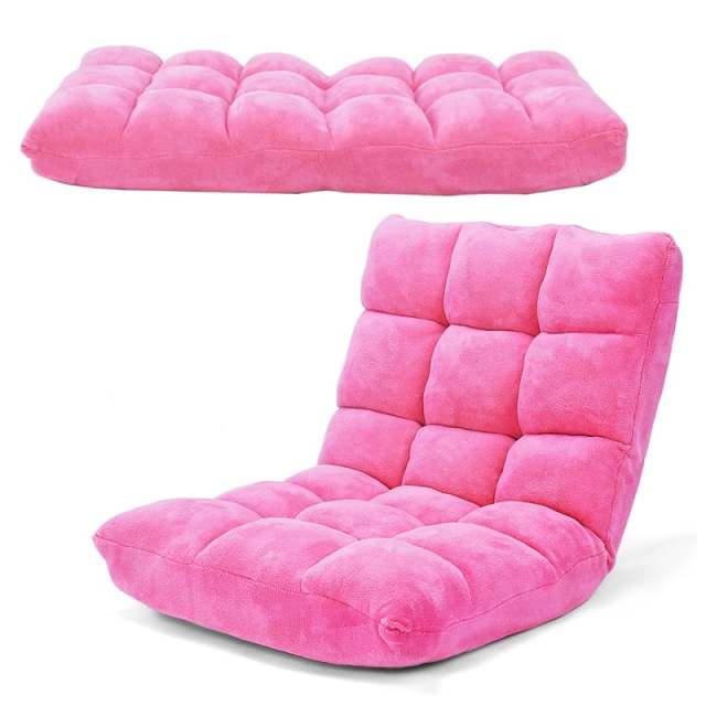 14-Position Adjustable Floor Chair, Folding Sofa Chair with Back Support, Floor Gaming Recliner for Living Room, Meditation, Reading -h1