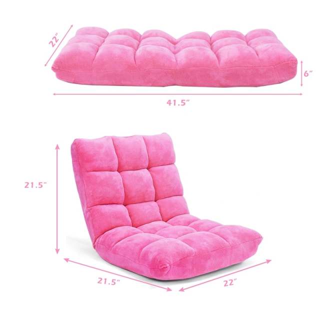 14-Position Adjustable Floor Chair, Folding Sofa Chair with Back Support, Floor Gaming Recliner for Living Room, Meditation, Reading -h1