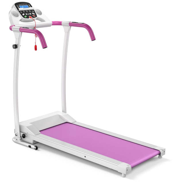800W Electric Folding Treadmill, Compact Motorized Running Machine with 12 Preset Programs, LCD Display Screen, Pulse Sensor & Built-in Wheels