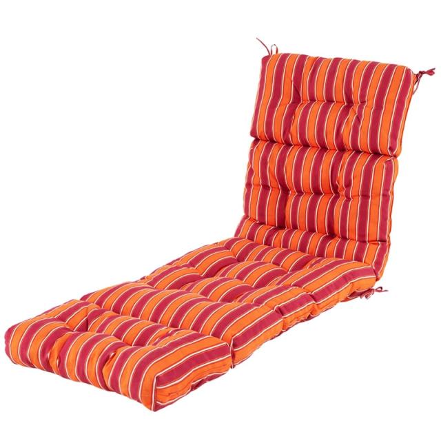 73" Thick Waterproof Outdoor Chaise Lounge Cushion with String Ties, All-Weather Patio Recliner Chair Pad for Poolside, Garden & Indoor Use