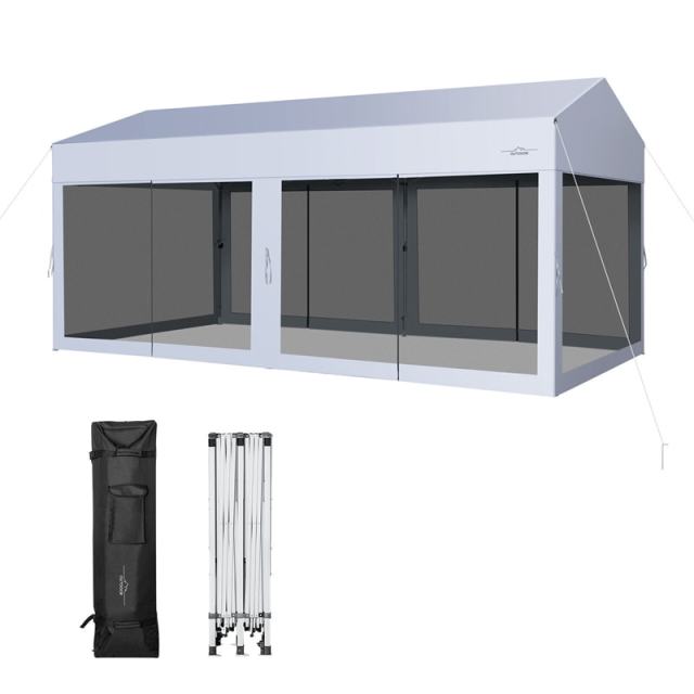10x20 FT Pop-Up Canopy Party Tent Garage Car Shelter with Removable Screen Sidewalls & 2-Wheeled Storage Bag