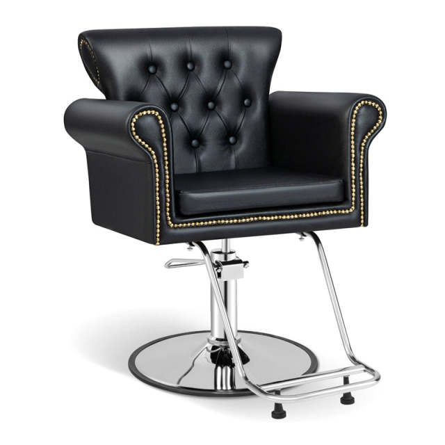 Salon Styling Chair, Adjustable Swivel Barber Chair with Heavy Duty Hydraulic Pump, Tufted Button & Rivet Decoration for Barber Shop
