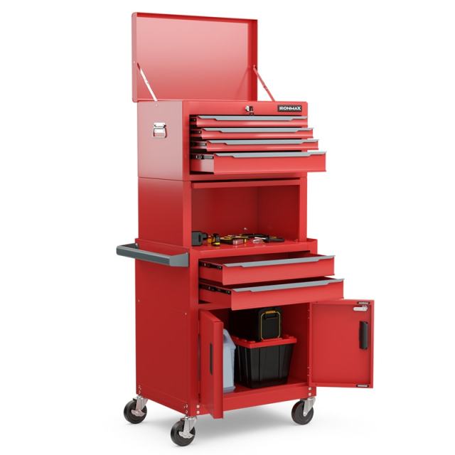 6 Drawer Rolling Tool Chest, 3-in-1 Extra Large Tool Storage Cabinet with Lockable Wheels & Auto Lock, Heavy-Duty Tool Box for Garage, Workshop