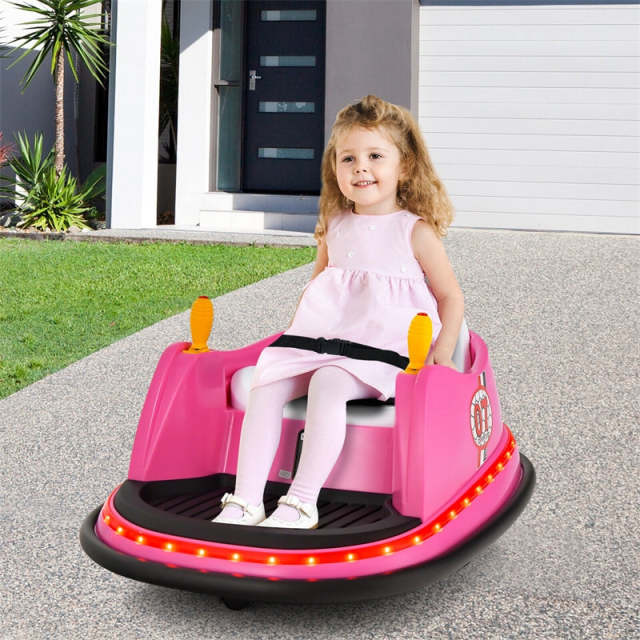 Kids Bumper Car, 12V Battery-Powered Electric Ride-On Bumper Car with 360° Spin, Dual Joysticks, Remote Control & Flashing Lights for Ages 2-5