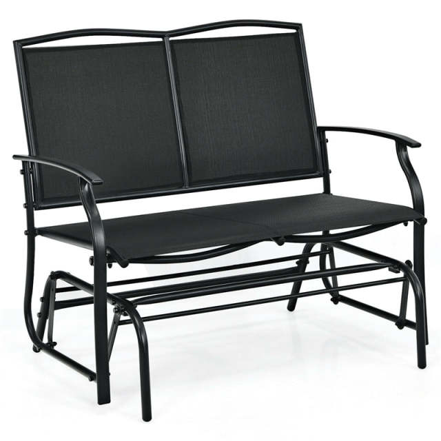 2-Person Outdoor Glider Bench with Steel Frame & Breathable Fabric, 400 lbs Capacity Patio Swing Glider Loveseat Chair for Backyard, Garden