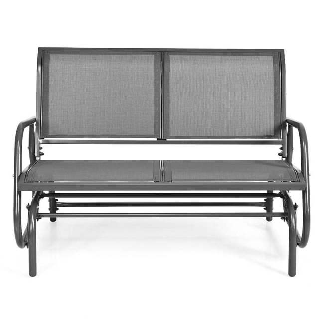 48" 2 Person Outdoor Swing Glider Bench, Patio Double Rocking Loveseat Chair with Breathable Fabric & Steel Frame for Porch, Garden, Backyard