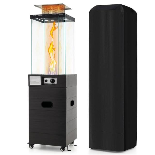40,000 BTU Propane Patio Heater, Outdoor Gas Heater with Wheels, Tempered Glass Tube, Stainless Steel Burner, Cover, CSA Certified for Porch, Backyard