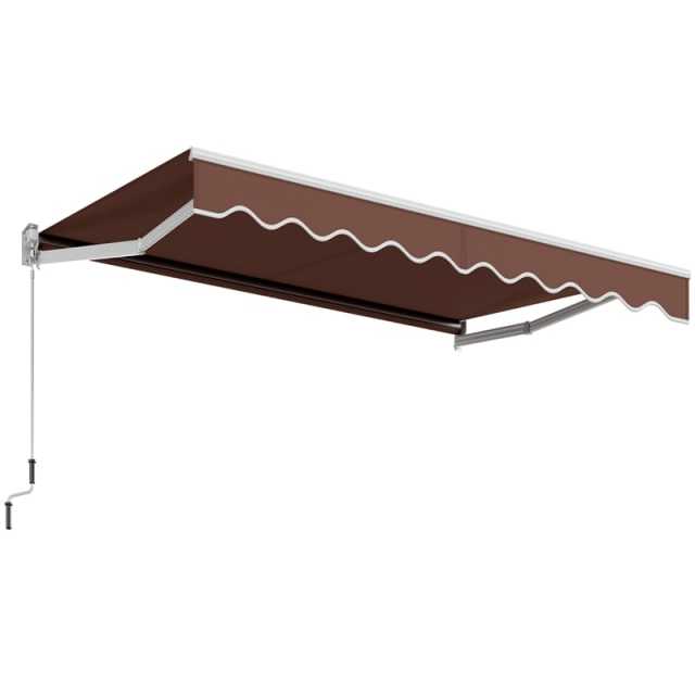 8x6.6FT Manual Retractable Awning, Aluminum Patio Sun Shade with Crank Handle, UV & Waterproof Awning Cover for RVs, Balcony, Porch, Window