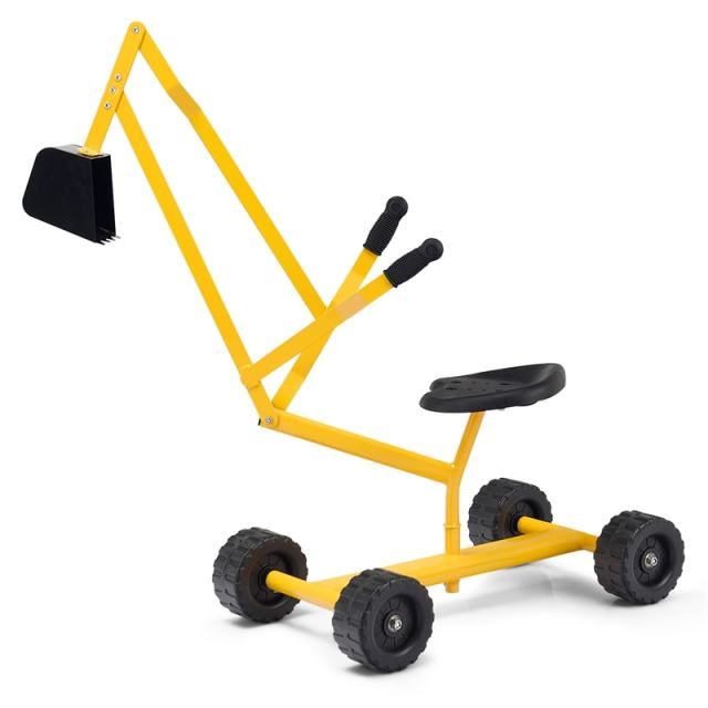 Heavy Duty Kids Ride-on Sand Digger, Sandbox Digger Excavator Crane with 360° Swivel Seat & Wheels for Sand/Dirt/Snow Play, Backyard & Beach