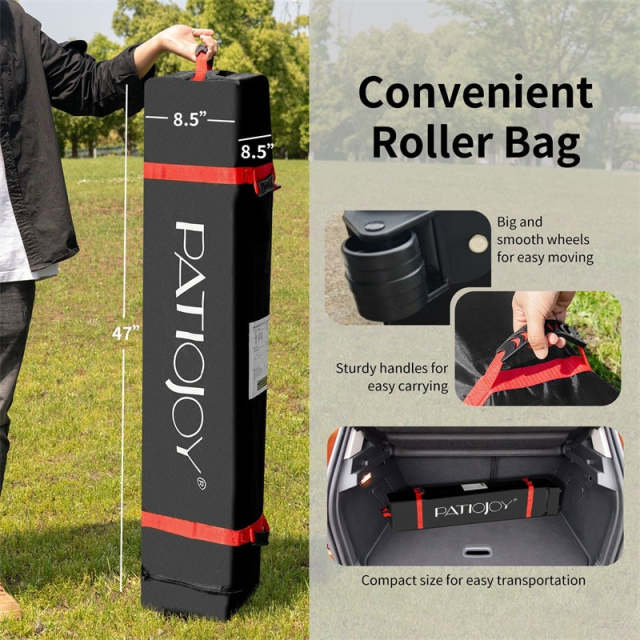 10x10FT Commercial Pop-Up Canopy with Adjustable Height & Roller Bag, Heavy Duty Gazebo Tent Instant Shelter for Camping, Parties, Backyard