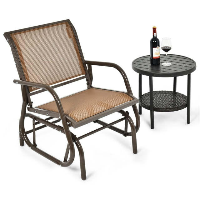 Outdoor Swing Glider Chair, Patio Glider Rocking Chair with Heavy-Duty Metal Frame & Breathable Fabric for Garden, Porch, Backyard