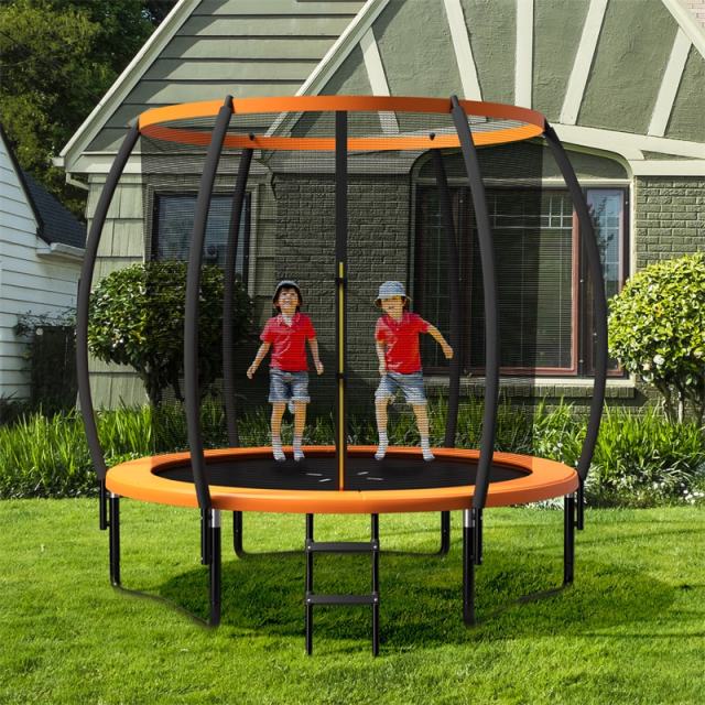 10FT Trampoline ASTM Approved Outdoor Recreational Trampoline with Safety Enclosure Net & Ladder for Kids Adults
