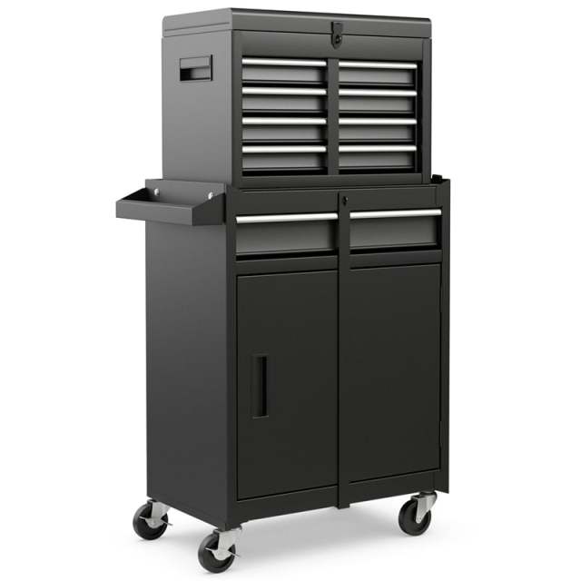 5-Drawer Rolling Tool Chest, Tool Storage Cabinet with Lockable Wheels, Detachable Top Tool Box & Adjustable Shelf for Garage, Workshop