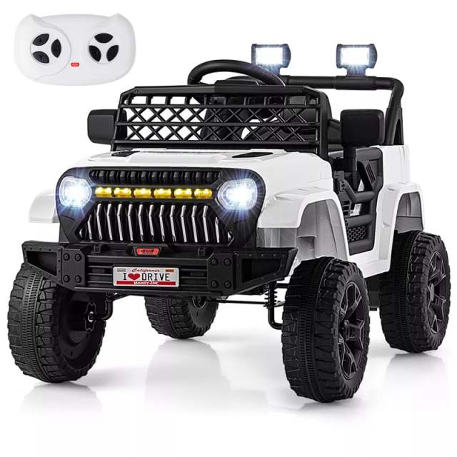 12V Kids Ride-On Truck, Electric Vehicle with Remote Control, Music & LED Lights, Battery Powered Toddler Ride-On Car for Boys & Girls 3+