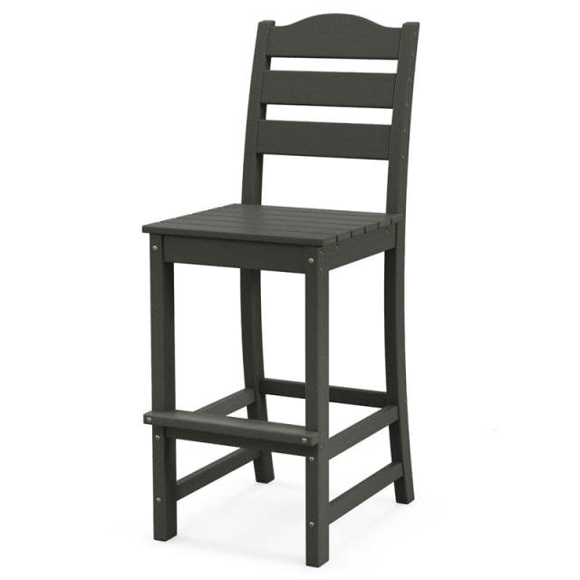 Outdoor HDPE Bar Stool, 30" Tall All Weather Patio Bar Chair with Backrest & Footrest for Garden, Backyard, Easy Maintenance