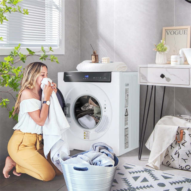 Compact Laundry Dryer 1400W Portable Electric Clothes Dryer with Touch Panel, ECO & IHS Modes, 2.6cu.ft Stainless Steel Front Load Tumble Dryer