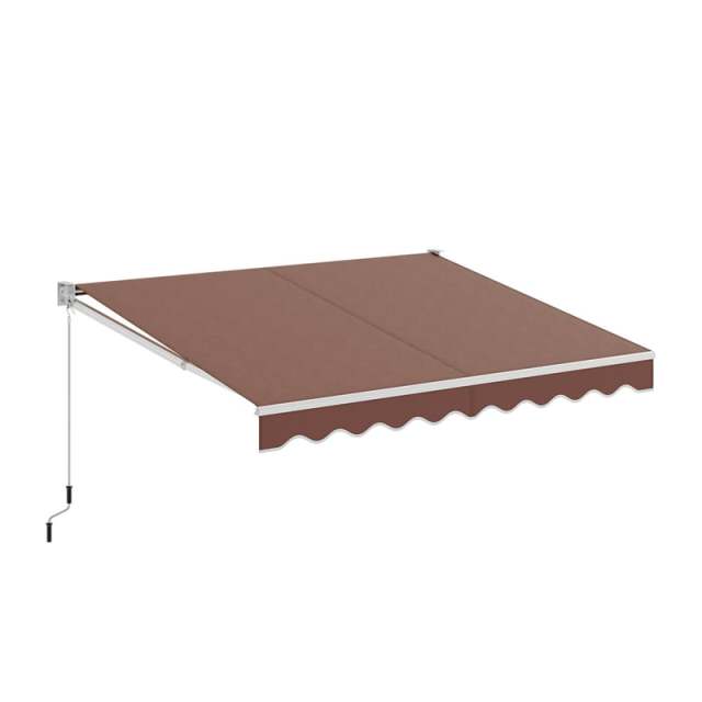 10x8.2FT Retractable Awning, Weatherproof Aluminum Sun Shade with Manual Crank for Patio, Balcony & Restaurant