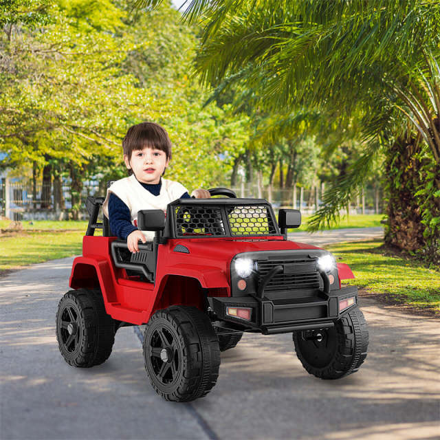 12V Kids Ride-On Truck, Battery Powered Electric Vehicle with Remote Control, Headlights, Music, Ride-On Cars for Boys & Girls