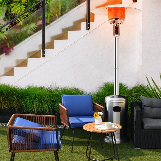 50,000 BTU Propane Patio Heater, Standing Outdoor LP Gas Heater with Wheels, Stainless Steel Burner & Tip-Over Protection for Garden Backyard