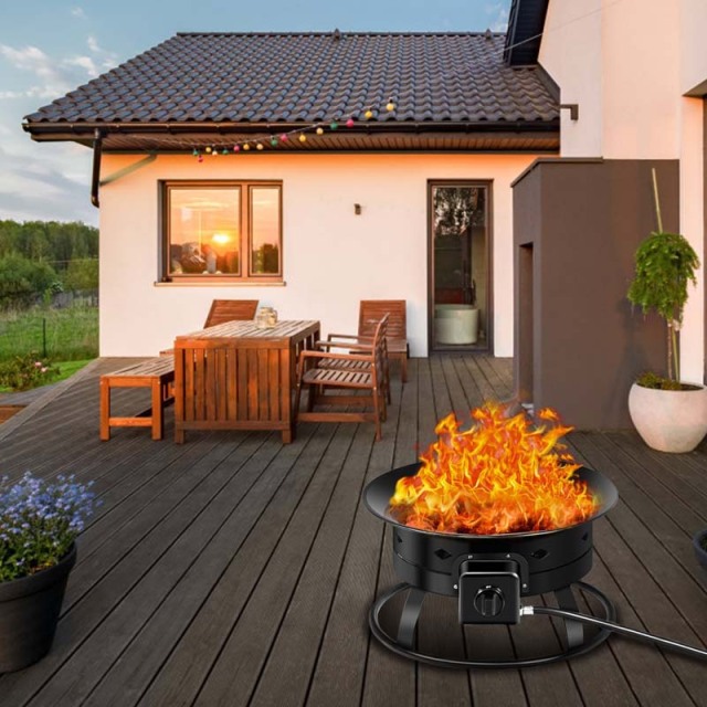 58,000 BTU Portable Propane Fire Pit, 19" Gas Fire Bowl with Cover, Lava Rocks, Carry Kit & Tank Stabilizer for Outdoor Camping, Patio, Backyard