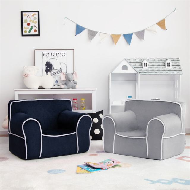 Kids Couch, Toddler Soft Sofa with Removable Washable Velvet Surface for Play Room, Nursery, Preschool, Foam Filled Armchair for 0-5 Boys & Girls