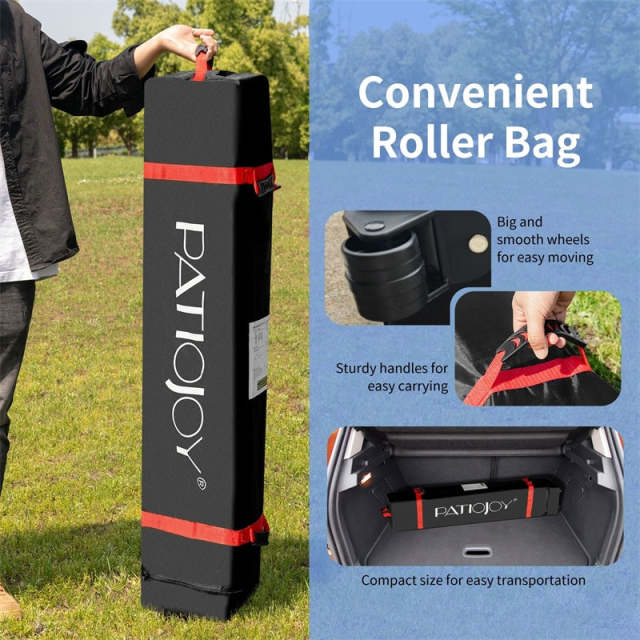10x10FT Commercial Pop-Up Canopy with Adjustable Height & Roller Bag, Heavy Duty Gazebo Tent Instant Shelter for Camping, Parties, Backyard