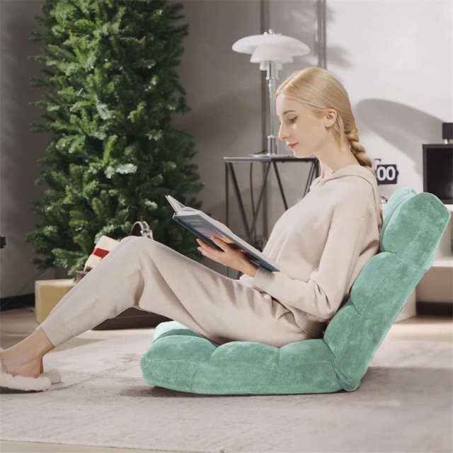 14-Position Adjustable Floor Chair, Folding Sofa Chair with Back Support, Floor Gaming Recliner for Living Room, Meditation, Reading -h1