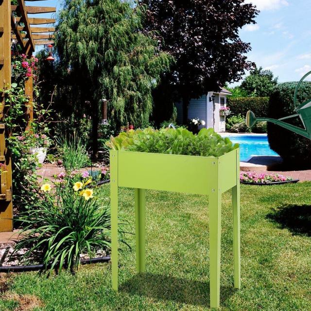 Metal Raised Garden Bed Elevated Planter Box with Legs, Drainage Holes, Standing Flower Vegetable Garden Stand for Indoor Outdoor 25"L x 13"W x 31.5"H