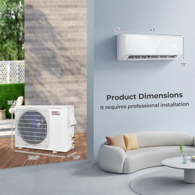 22000BTU Wifi Enabled Mini Split Air Conditioner & Heater, 21 SEER2 208-230V Inverter Split Wall AC Unit ECO Mode w/ Heat Pump, Installation Kit