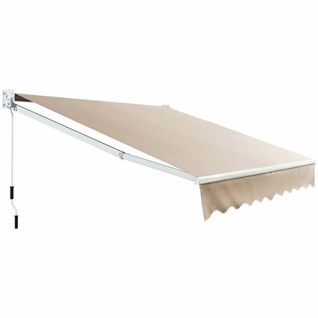10x8.2FT Retractable Awning, Weatherproof Aluminum Sun Shade with Manual Crank for Patio, Balcony & Restaurant